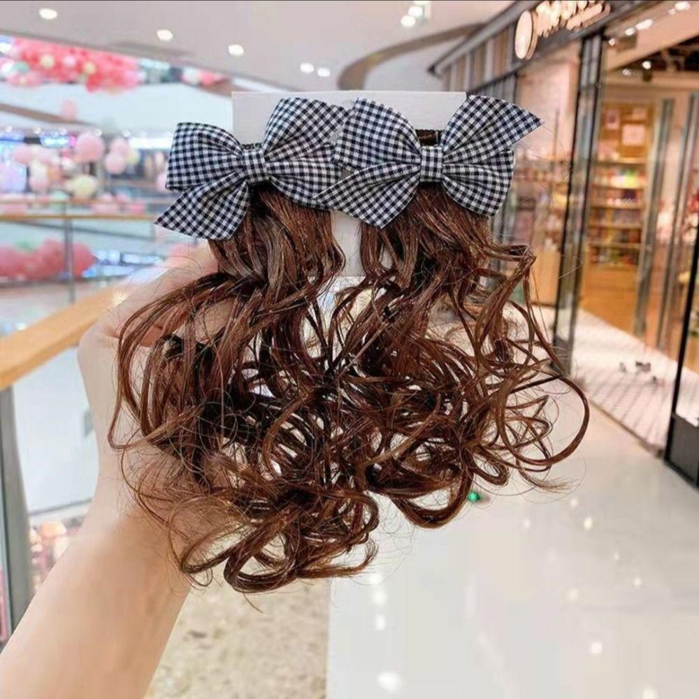 2Pcs Curly Baby Wig Hairpin Princess Bowknot Hairclip Fasion Children's Bow Wig Girls