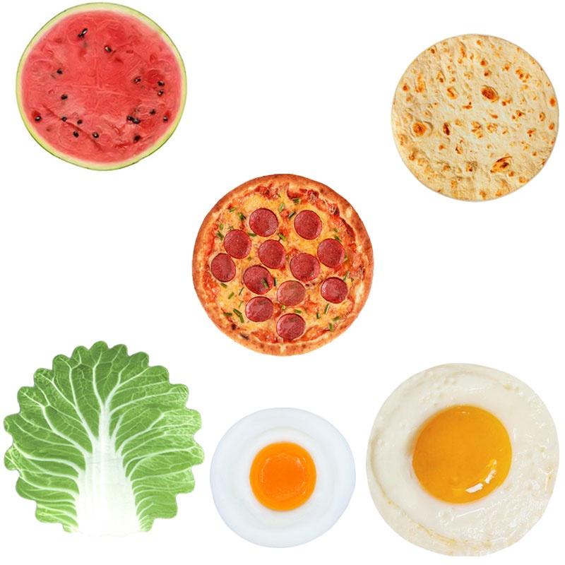 Забавный фланелевый детский плед-обертка с подходящей шапочкой, мягкий и уютный, в стиле тортильи, капусты, яичного рулета, яичницы-глазуньи, арбуза и пиццы