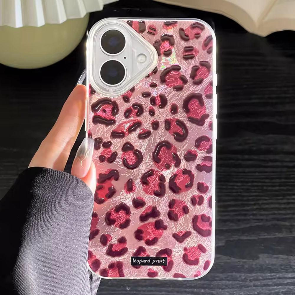 Корейская мода Розовый леопардовый принт Чехол для телефона для iphone 17 Air 16 15 14 13 11 12 Pro Max 7 8 Plus X XS XR SE 2022 2020 16e Чехол