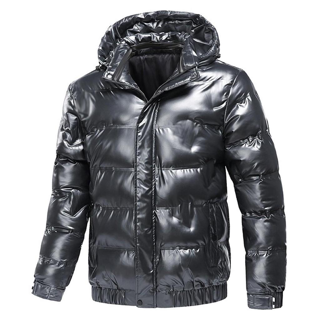 Mens Casual Outdoor Hooded Street Fashion Biker Solid Color Fashion Jacket
