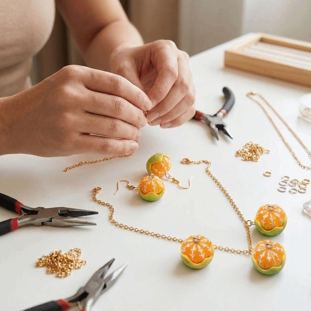 10PCS/SET Pippin Orange Resin Spacer Loose Beads Handmade Phone Chain Accessories Zipper Pull