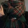 Plush Plaid Wool Scarf Tassel Long Shawl Retro Winter Cashmere Scarves  Autumn Winter