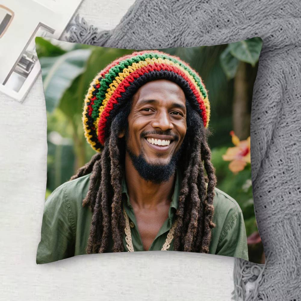 BBob Marley Doublesided Printed Square Decorative Cushion Cover for Sofa Living Room Home Decor