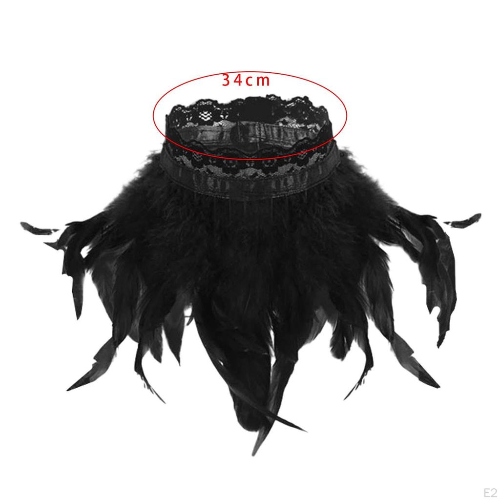 Черная накидка-кейп с искусственными перьями, ожерелье-чокер для Хэллоуина, болеро для сценического выступления