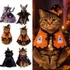 Cute Pet Apparel Halloween Cat Witch Costume, Ghost Cloak, Funny Adjustable Clothing Festival Outfit, Kitty Cosplay Cape for Holiday Party Accessories