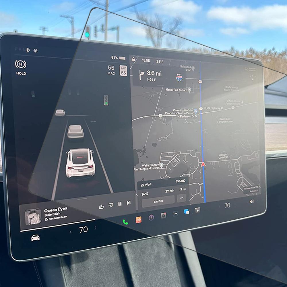 Защитное стекло с центральным управлением и защитой от отпечатков пальцев для Tesla Model 3/Y 2021 Матовая HD-пленка с защитой от бликов