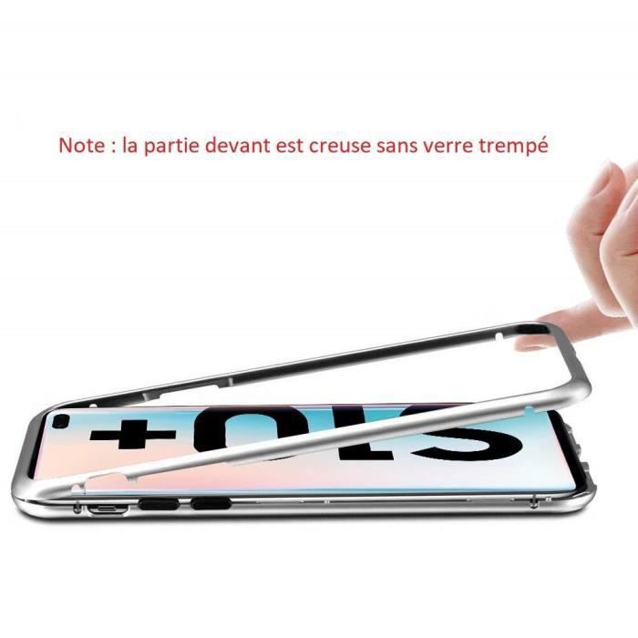Coque - PHONILLICO - Samsung Galaxy S10 PLUS - Argent - Protection 360 - Métal et Verre trempé