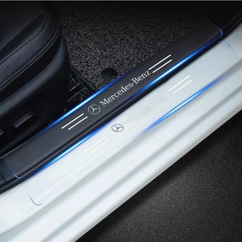 QBL2   Car Threshold Protector Transparent Decorative Badge Sticker For For Mercedes Benz AMG C E S A GLE CLC clase W221 W205 W176 W177