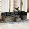 VidaXL 8-Piece Garden Sofa Set with Cushions Grey Poly Rattan 3345279