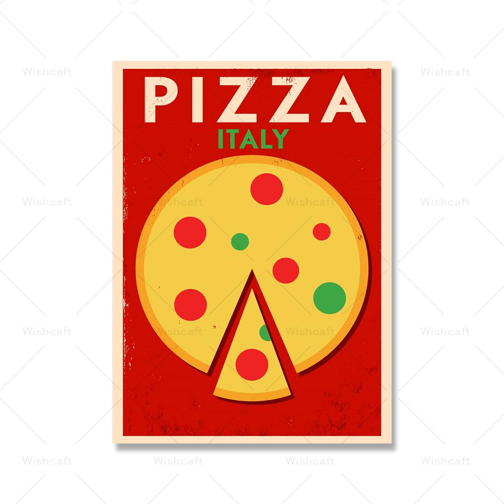 Italian Coffee Pizza Vintage City Poster Pulp Reservoir Color Food Print Canvas Painting Kitchen Shop Wall Art Pictures Decor