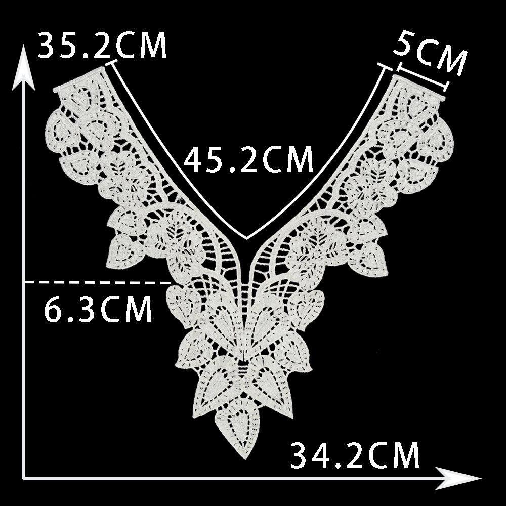 Black & White Polyester Embroidered Lace Collar for DIY Cheongsam Dress Crafting