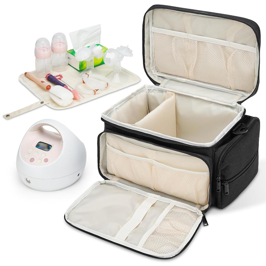 Breast Pump Bag Fit for Spectra S1 and S2, Pumping Bag with Waterproof Mat for Pump Accessories, Portable Pump Carrying Case for Work, Travel and