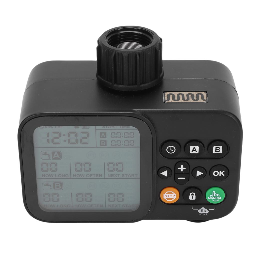 Sprinkler Timer 2 Outlet Programmable Water Timer Automatic Irrigation Controller System with Rain Delay LCD Display