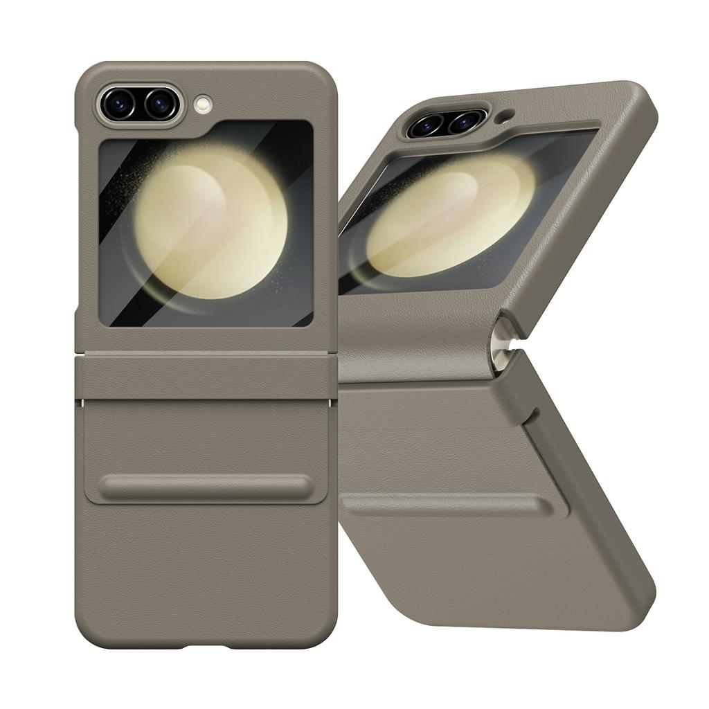 Для Samsung Galaxy Z Flip7 FE 5G/Flip6 5G Чехол Шарнир Кожа+ПК Чехол для телефона с защитной пленкой из закаленного стекла