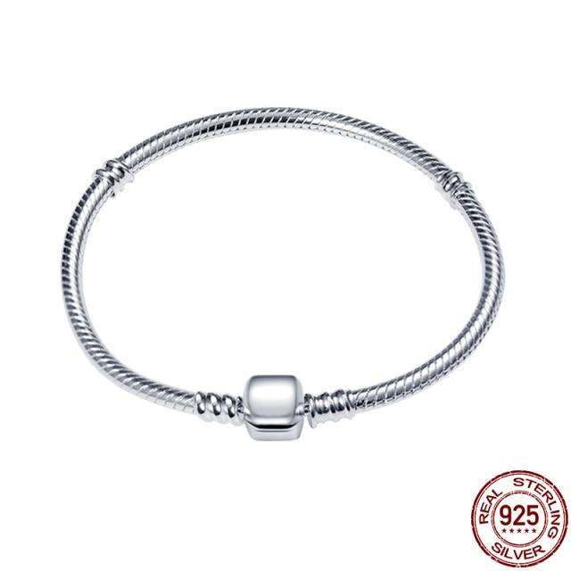 Plata Pulseras of Ley Серебро 925 пробы Распродажа Классический Браслет с Сердцем Подходит Оригинальные Бусы Подвески DIY Ювелирные Изделия Подарок Pulseras Mujer
