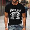 Biker Dad Only Cooler Graphic Print Tshirt Men Summer Black Short Sleeve Vintage T Shirts Funny Fashion Father Day T-Shirt Man