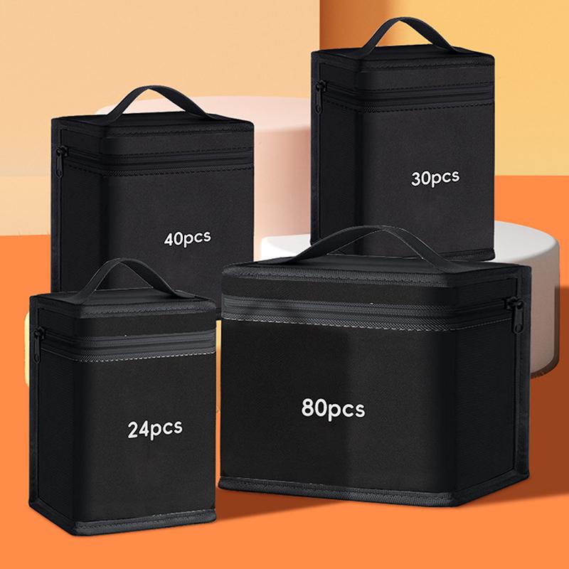 Markers Pen Black Storage Bag Massive Large Capacity Zipper Canvas Pencil Bag Watercolor Pen Stationery Bag Portable