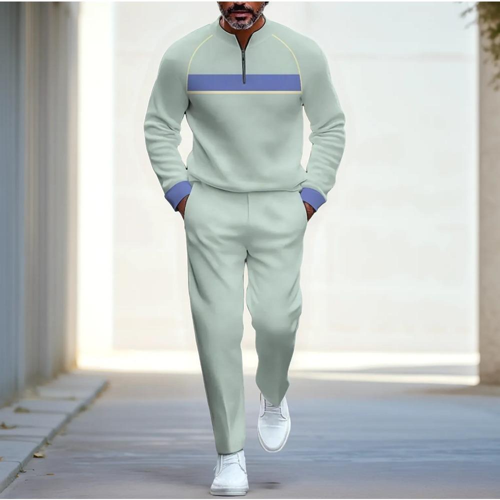 Весенне-осенняя модная уличная одежда Мужской комплект из двух предметов с длинным рукавом, на молнии до середины, со стойкой, брюки, спортивная одежда, мужская одежда
