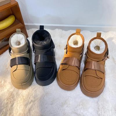 Зимние женские сапоги из коровьей замши, модные зимние сапоги для девочек, дизайнерские сапоги на плоской платформе, повседневные утолщенные роскошные кроссовки