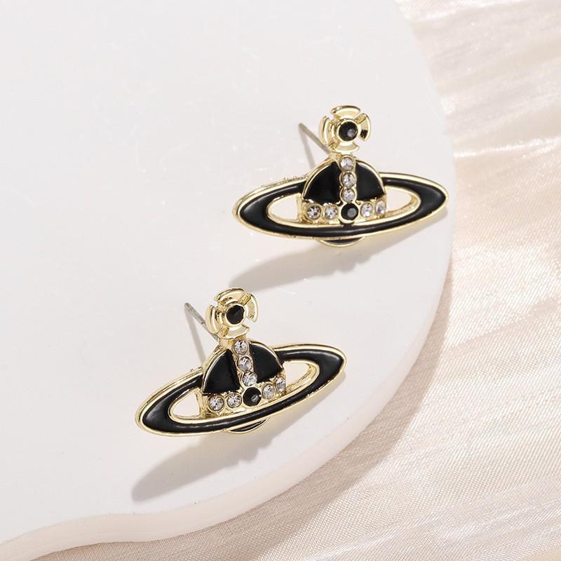 Серьги-пусеты Эмаль Сатурн Жемчуг Императрица Цыси - Уникальные Высококлассные Серьги-пусеты для Светских Львиц