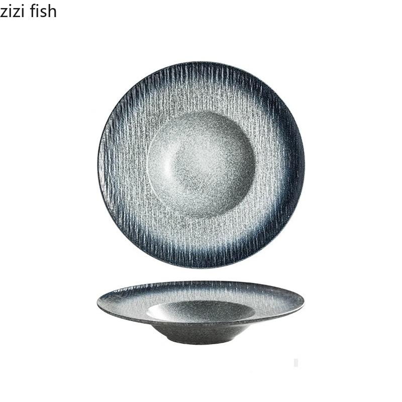 Винтажная керамическая глубокая тарелка Толстая суповая тарелка Тарелка для пасты Салатные тарелки Десертные тарелки Молекулярная кулинария Креативная посуда
