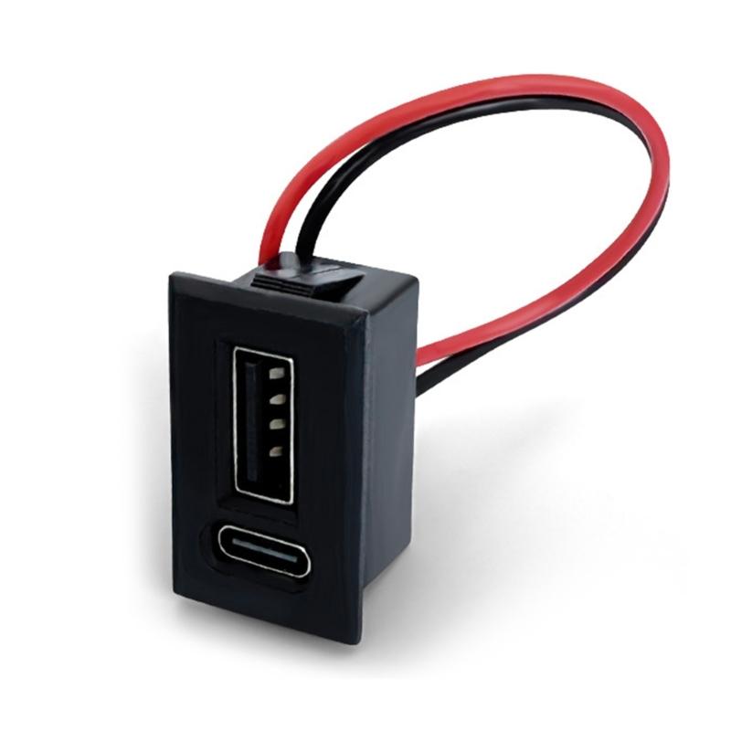 USB Type C female socket, утопленная, 2 порта, сменный разъем для зарядки ламп и различных электронных устройств