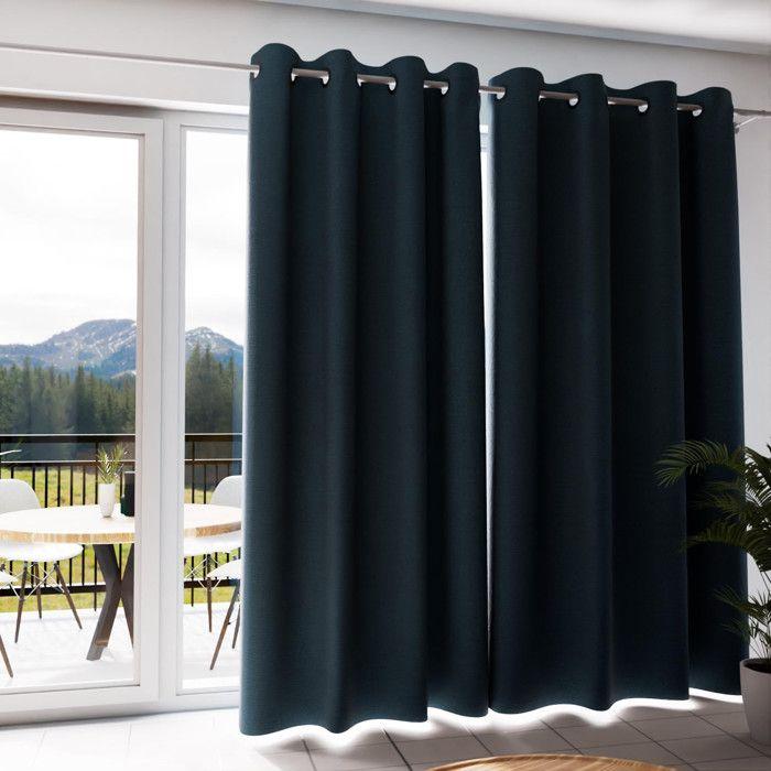 Insulating and 100% Blackout Eyelet Curtain 135x300 Cm ECLIPSE Duck Blue, by Soleil D'ocre