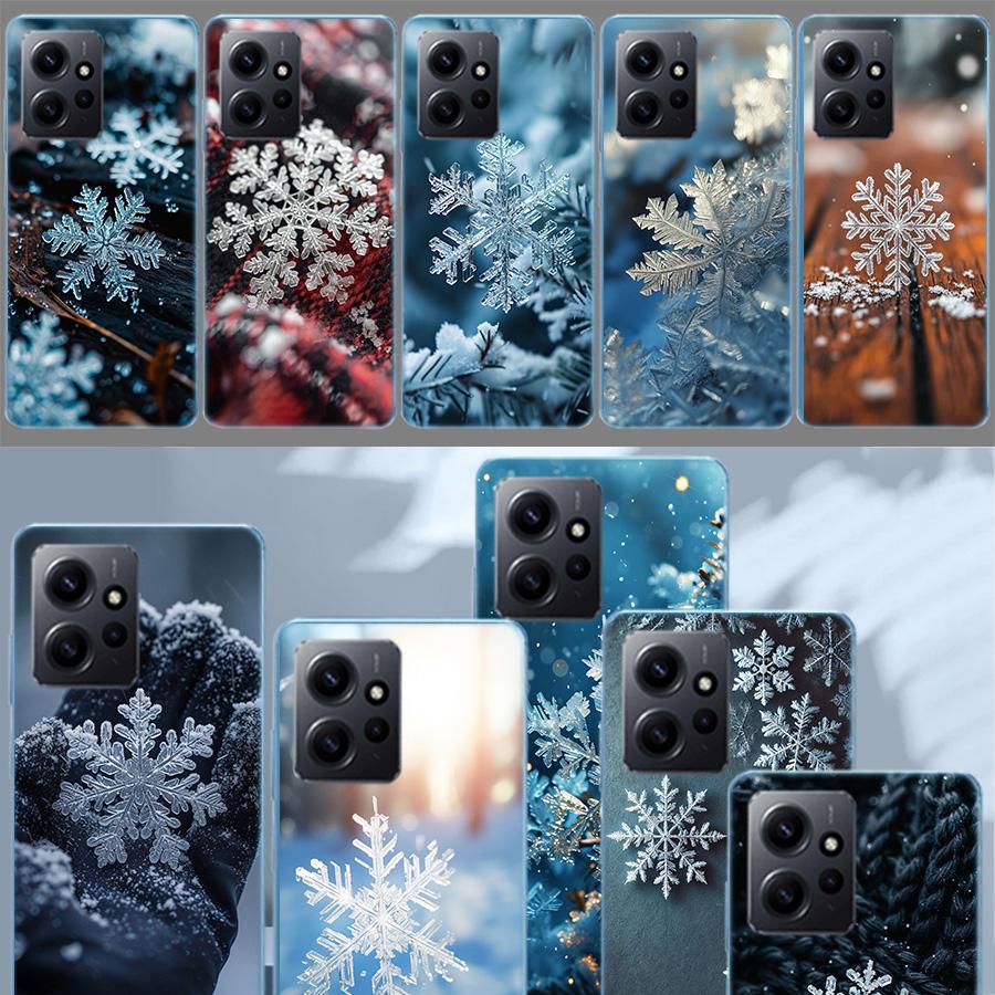 Snowflake Winter White Snow Christmas Phone Case For Redmi Note 14 15 Pro 5G 13 12 Pro Plus 11 11T 11E 11S 10 Pro 10S 9 9S Cover