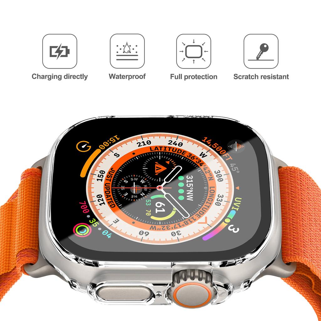 Пленка с чехлом из ПК для Apple Watch Ultra 9 8 7 49 мм 41 мм 45 мм SE 6 5 4 3 2 1 40 мм 44 мм 42 мм 38 мм Защитная пленка из закаленного стекла для экрана, бампер