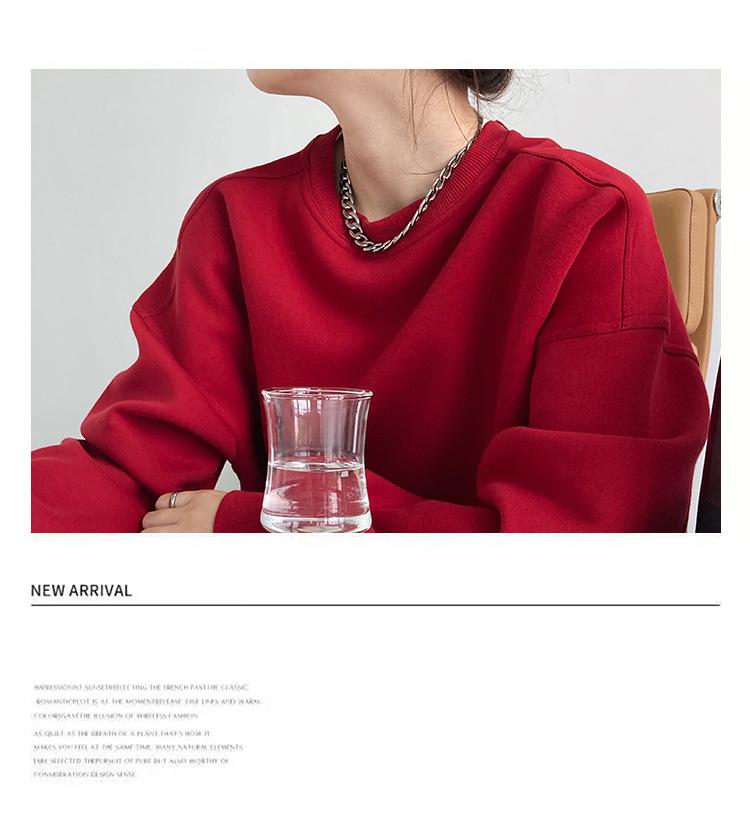 Свитер из бархата цвета красного вина Luxi 2023: Женский пуловер с длинными рукавами в корейском стиле для осени и зимы
