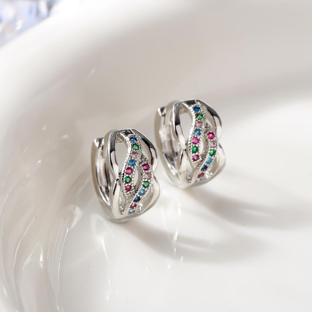 Милые женские разноцветные серьги-кольца с цирконами Helix Элегантные золотого цвета Свадебные украшения для женщин