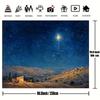1pc Bethlehem Birth Scene Background - Religious party decorations and houses on the hillside, starry sky and shining st