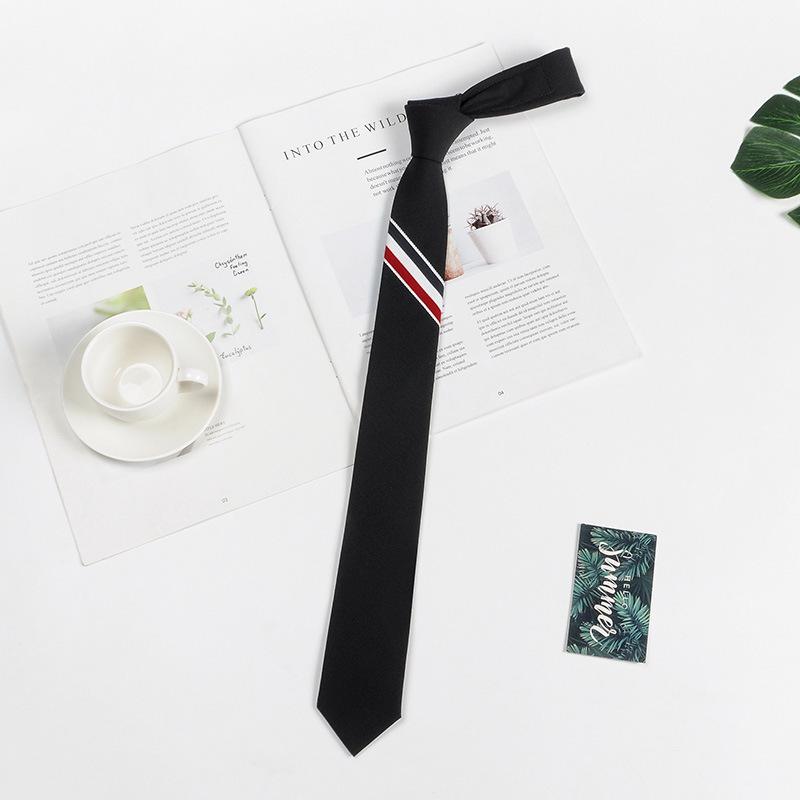 Корейский галстук из серой шерсти в трехцветную полоску шириной 5 см - мужской, деловой, черный, узкий