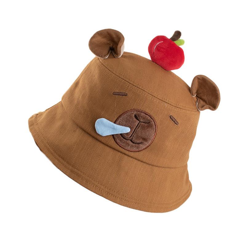 Capybara Apple Cartoon Sun Hat With Adjustable Brim For Summer Beach Leisure Girls