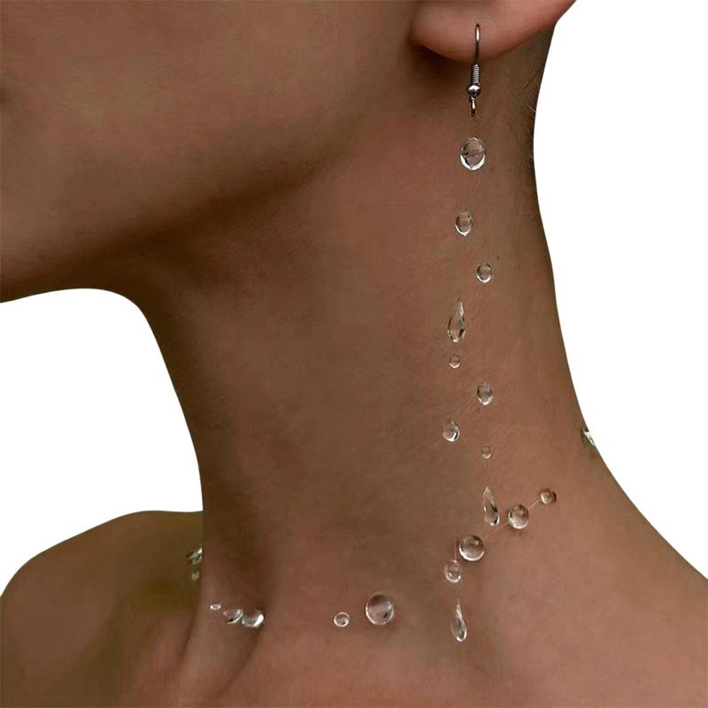 New Fashion Minimalist Transparent Crystal Dewdrop Earrings Niche High-End Unique And Versatile Clavicle Chain