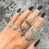Flower Carving Star Moon Retro Jewelry Women's Charm Nightclub Temperament Ring Set
