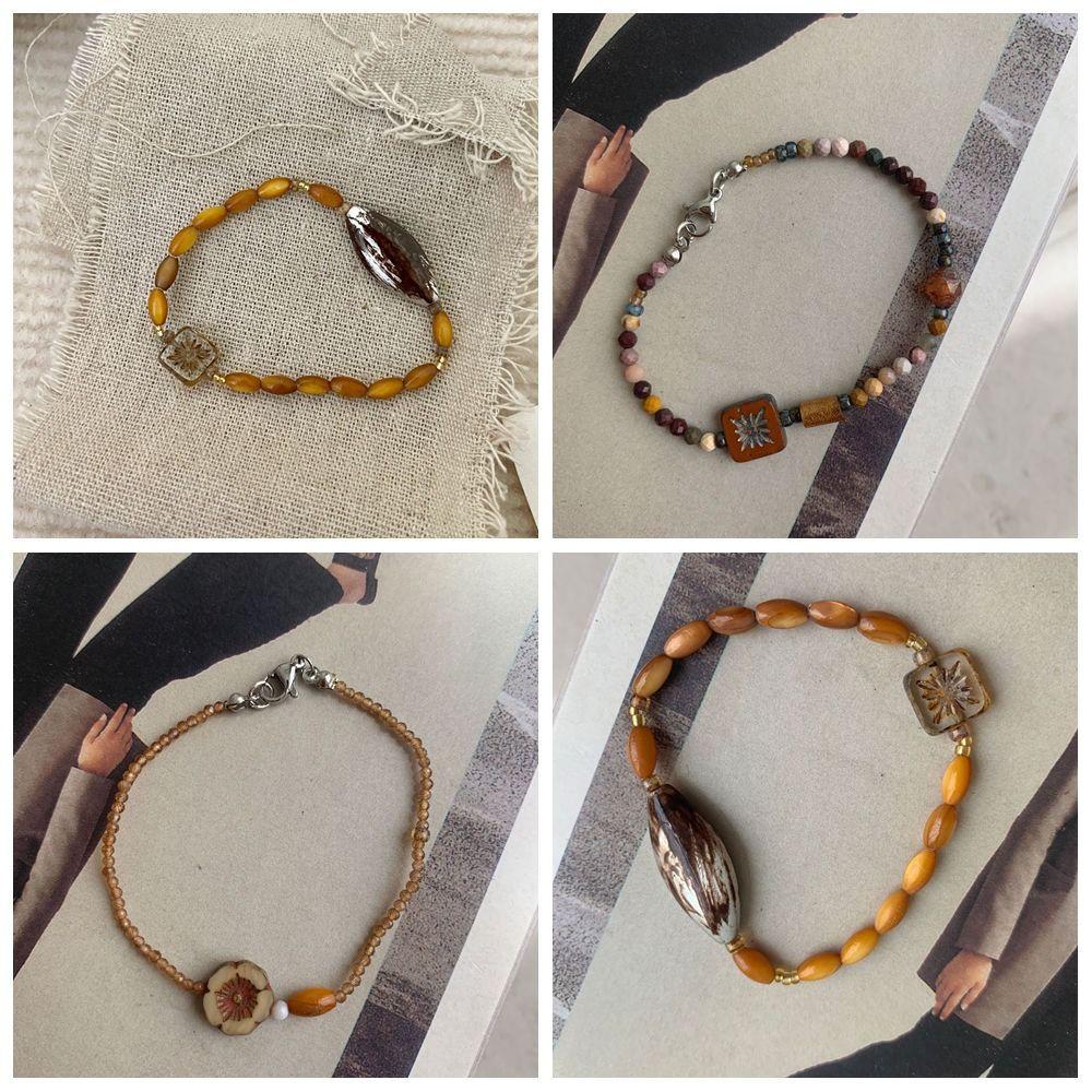 Ювелирные аксессуары Браслет из рисовых бусин Изысканный браслет с подвесками Кольцо на руку Женщины