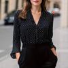 Весна Новая Французская Черная Рубашка В Горошек С Длинным Рукавом Элегантный и Универсальный Топ