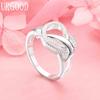 925 Sterling Silver Fashion Wedding Jewelry AAA Zircon Heart Fish Ring