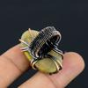Кольцо ручной работы из медной проволоки с натуральным драгоценным камнем яшма шмеля, размер 5 w2m94
