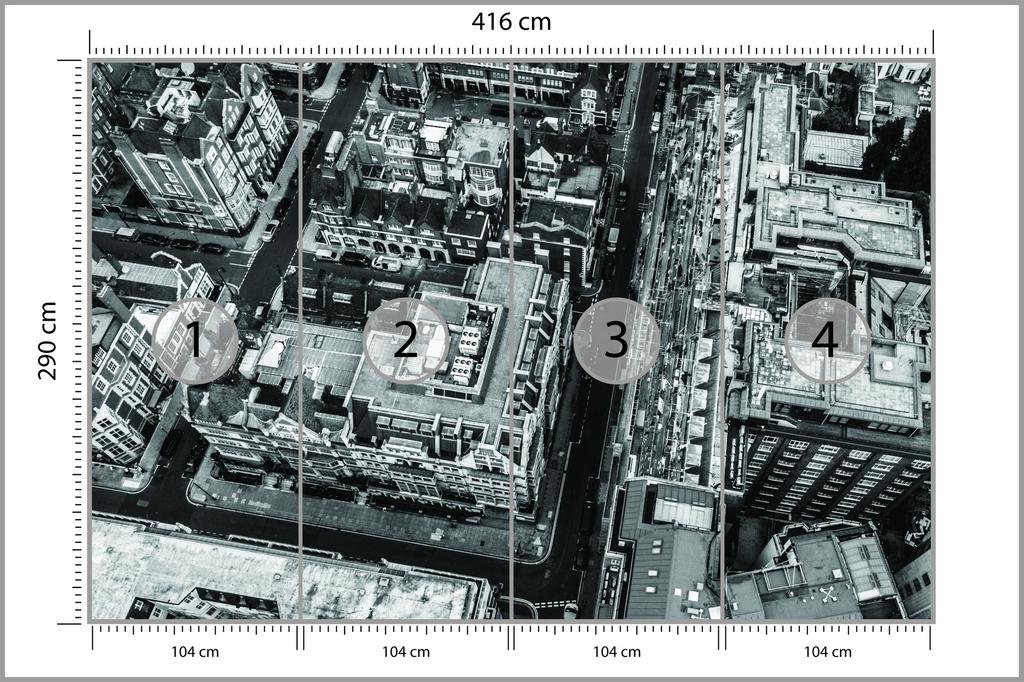 Photomural London Black And White Non-Woven 416x290