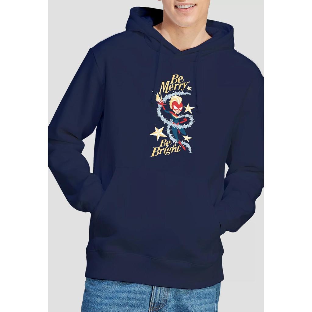 Captain Marvel Mens Be Merry Be Bright Hoodie