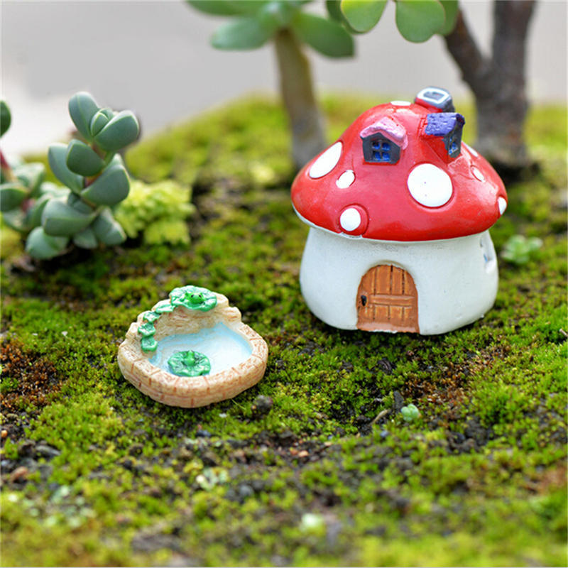 1Pc Resin Moss Micro Landscape Ornaments Lotus Pool Mix Size Fairy Garden Decor