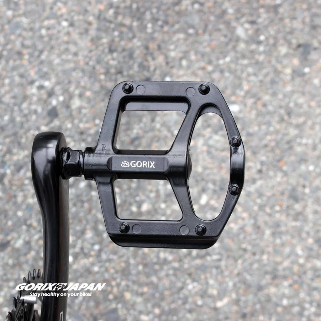 GORIX Bicycle Pedals, Cross Bike, Flat, Aluminum, Lightweight, Black, Durable, Road Bike, Mountain Bike, Cycle Pedal Replacement (GX-MA715)