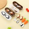Children's Cartoon Tableware Set: 304 Stainless Steel Fork & Short Handle Spoon for Baby's Self-Feeding Training