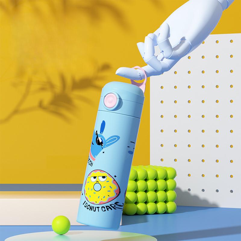 Обновленная детская термокружка из нержавеющей стали 316, студенческая, для прямого питья, пулевидная, красивая, с мультяшным рисунком, легкая, школьная кружка для воды