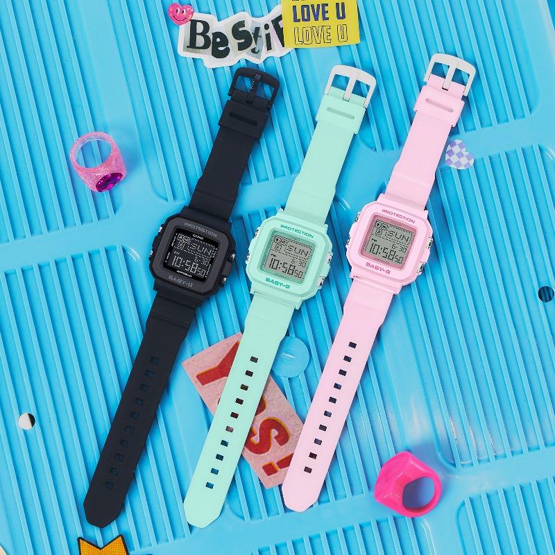 Casio Женские кварцевые часы Baby-G с resinным корпусом, водонепроницаемостью 100 м, ударопрочностью, будильником BGD-10-3
