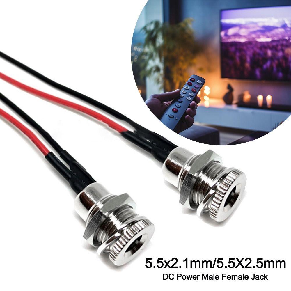 5.5 * 2.1 5.5*2.5mm With Cable Wired DC Power Female DC Socket High Current All Metal Male Female Power Plug Connector