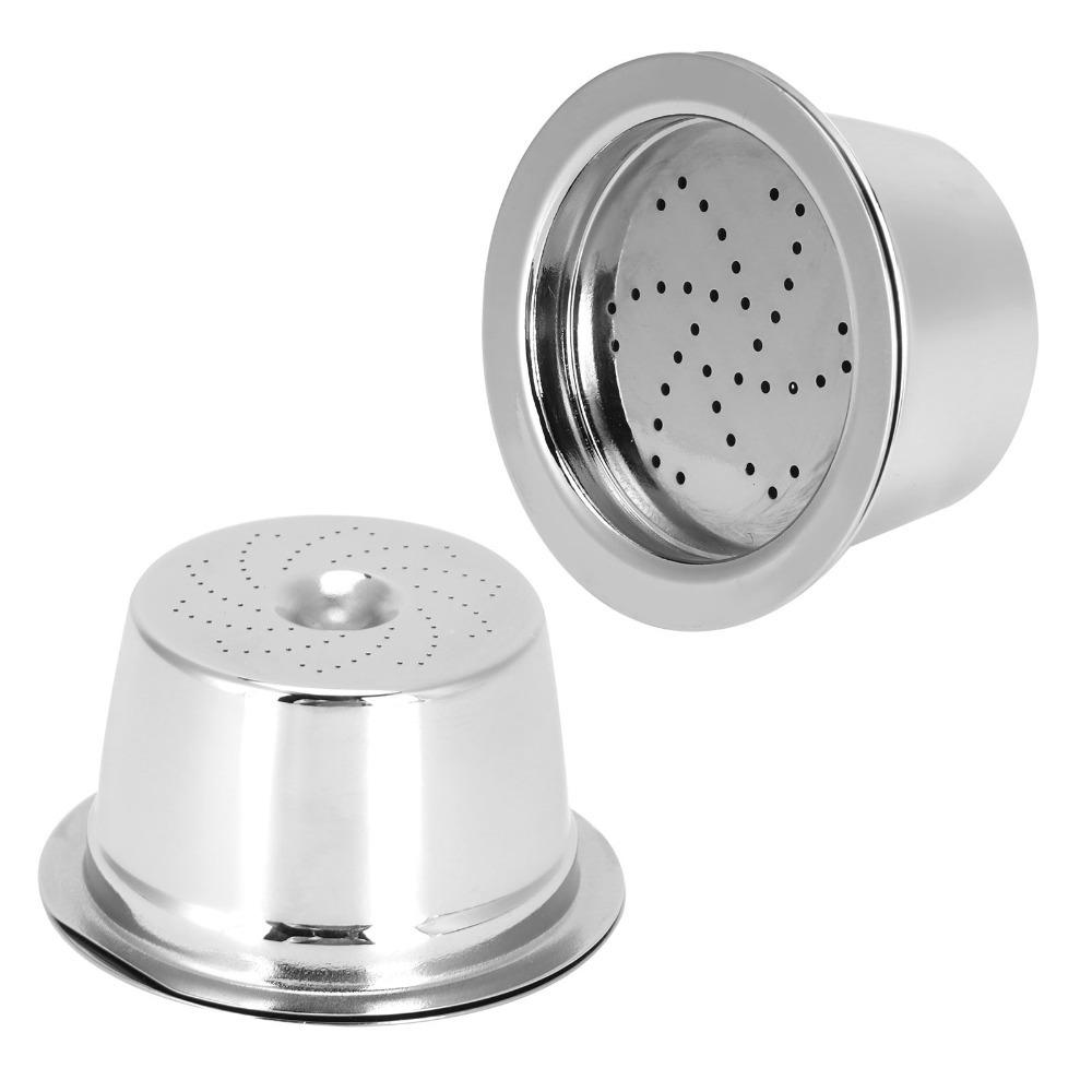 304 Stainless Steel Refillable Coffee Filter With Spoon Brush Coffee Machine Accessory Home Use