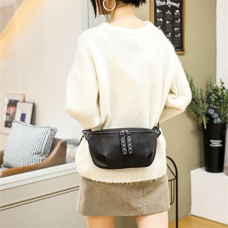 Genuine Leather Moon Chest Bag for Women Luxury Brand Crossbody Sac Female Soft Cowhide Shoulder Messenger Bags Waist Packs Hot